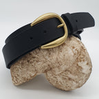 Ceinture Française Cuir Pleine Fleur Bacon Noir