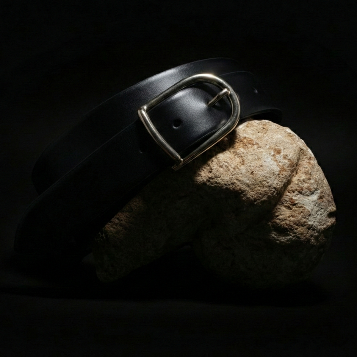 Ceinture Française Cuir Pleine Fleur Bazo Noir