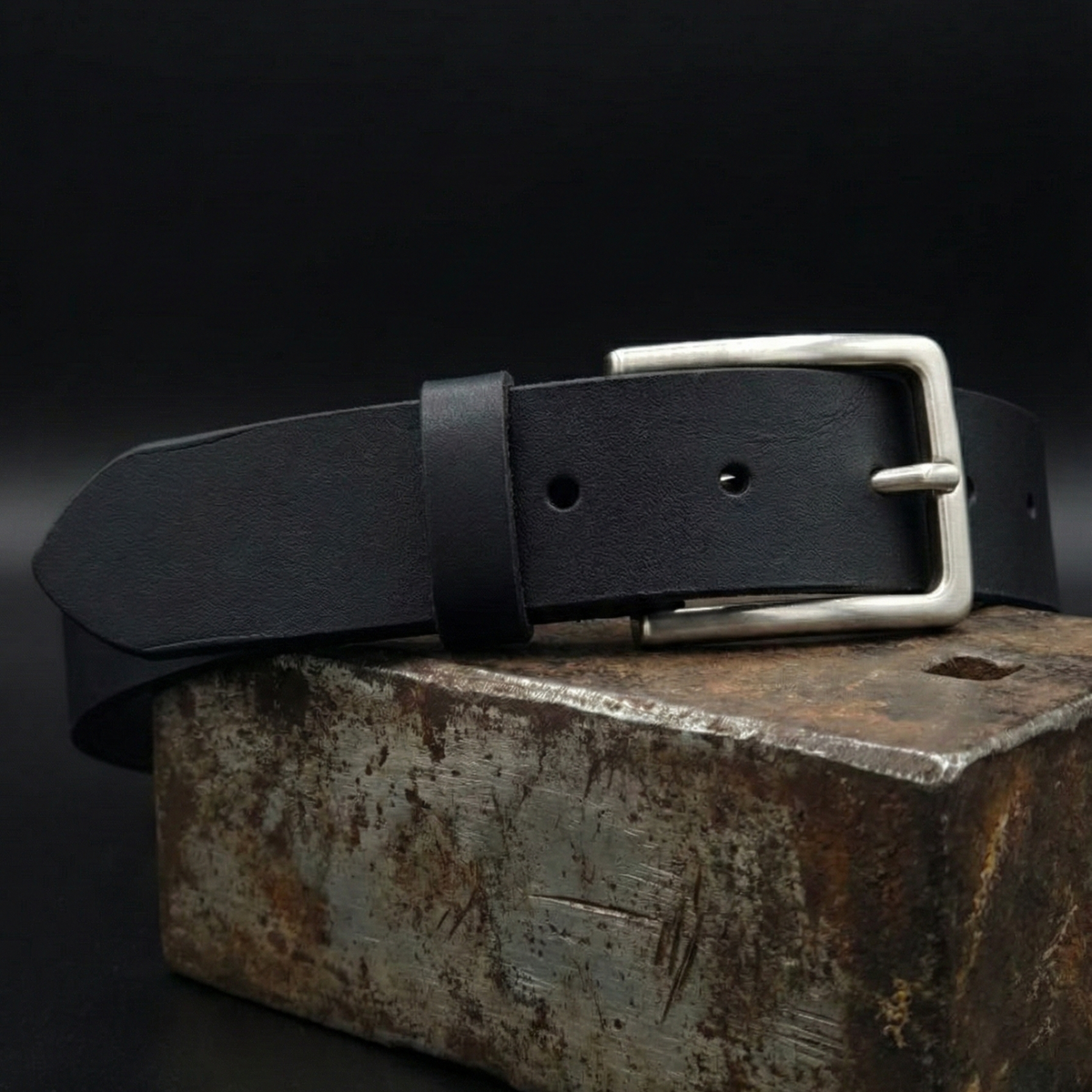 Ceinture Cuir Pleine Fleur Domessy Noir