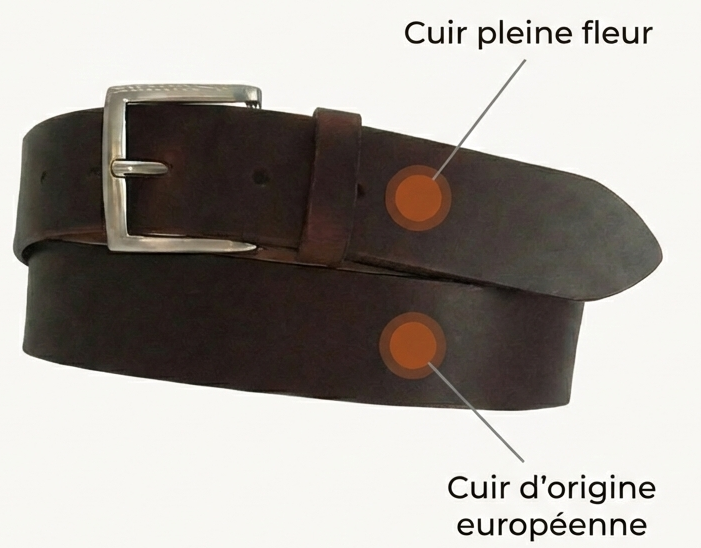 Ceinture Artisanales Durable Française en cuir pleine fleur