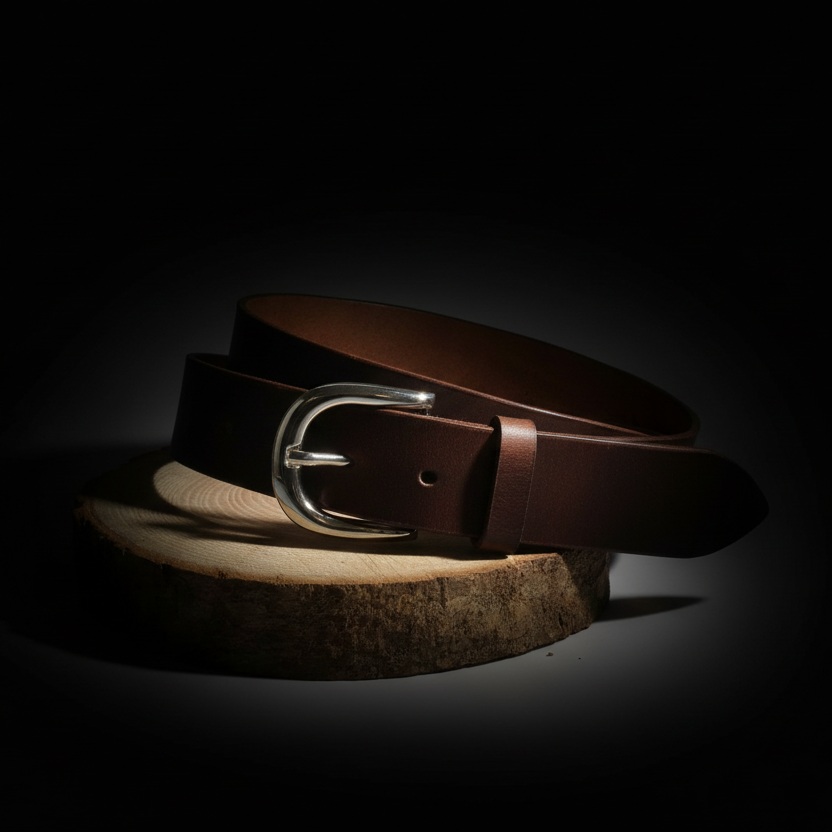 Ceinture Française Cuir Pleine Fleur Mira Ebene