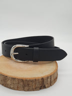Ceinture Française Cuir Pleine Fleur Mira Noir