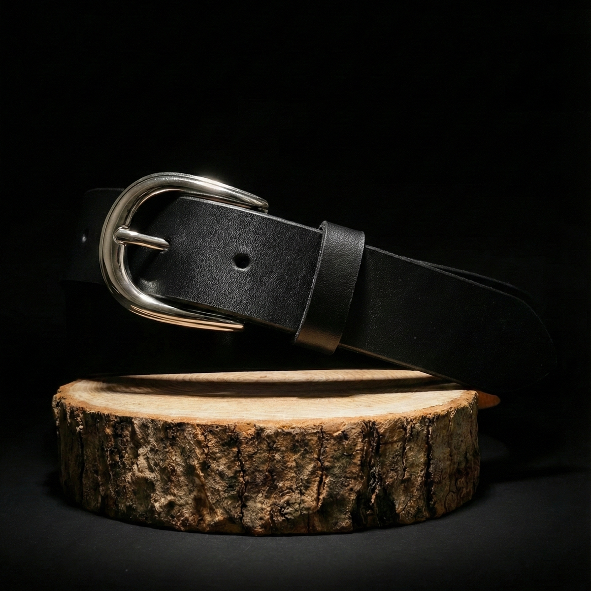 Ceinture Française Cuir Pleine Fleur Mira Noir