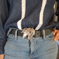 Ceinture Française Cuir Pleine Fleur Ploune Noir